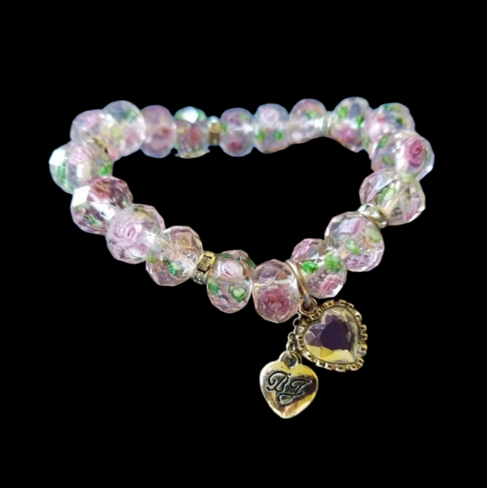🌹🤍Betsey Johnson TZARINA Floral Faceted Glass Bead Bracelet - NWOT🤍🌹
